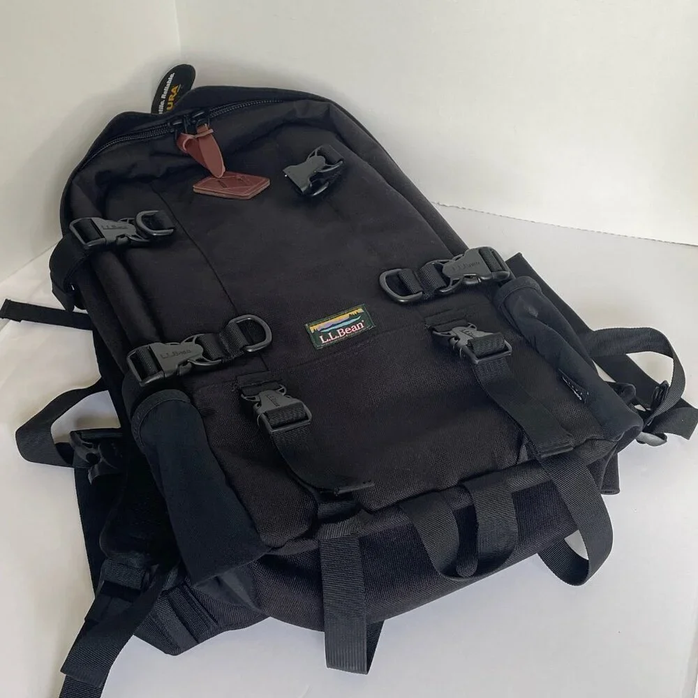 L.L.Bean Bigelow Cordura Backpack Black Nylon Day Hiking Mountain H2O